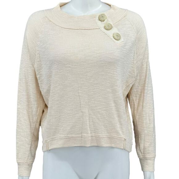 We The Free People Top Women XS Cream Dont Forget Me Slub Knit Hi Lo Oversized - Picture 1 of 7